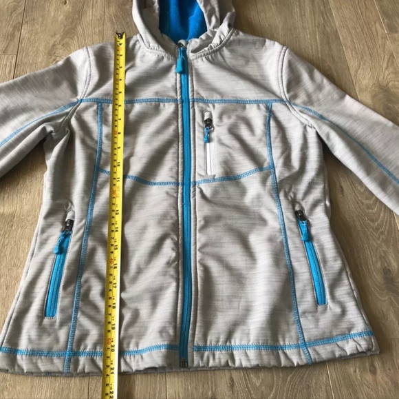 Snozu Soft Shell Faux Fur Lined Winter Hooded Jacket Girls M (10/12) Gray & Blue - Picture 11 of 13